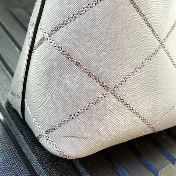 Tory Burch Robinson Stitched Taupe Dome Satchel - Picture 8 of 17